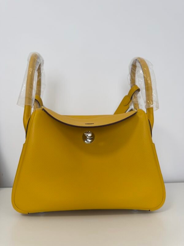 Jaune Ambre Lindy26 Italy Improted Evecolor Leather Hand Engraved Logo Brass Nail for Fashion