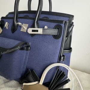 Navy Birkin25 Swift/Canvas Silver HW